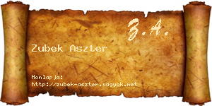 Zubek Aszter névjegykártya